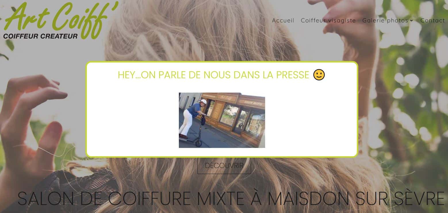 Réalisation du site internet à Maisdon sur Sèvre pour le salon de coiffure Art Coiff'